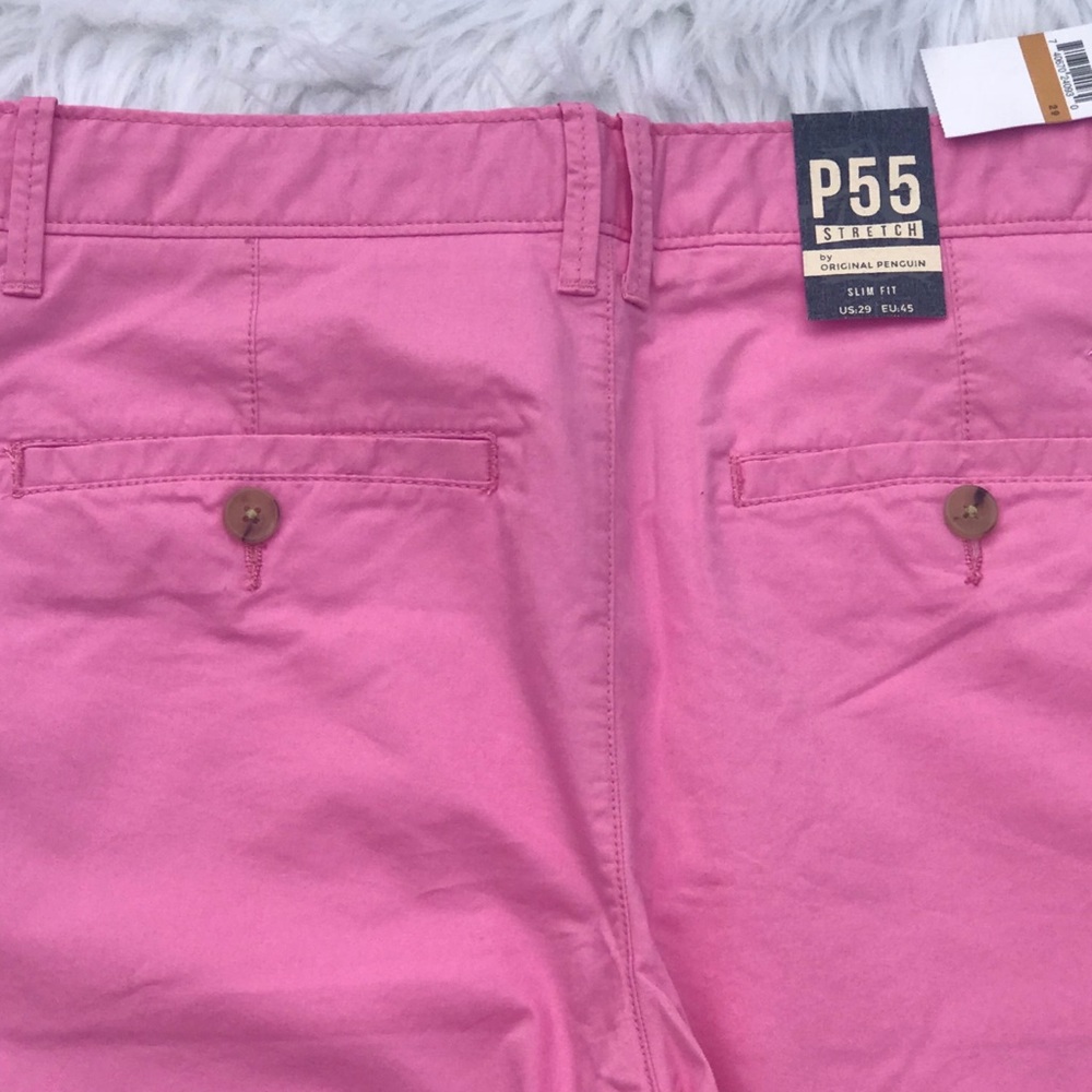  Men’s Original Penguin P55 Shorts Fuchsia Pink - Picture 7 of 8
